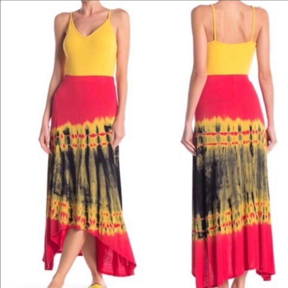 GO Couture Tie Dye High/Low Maxi Skirt NWT